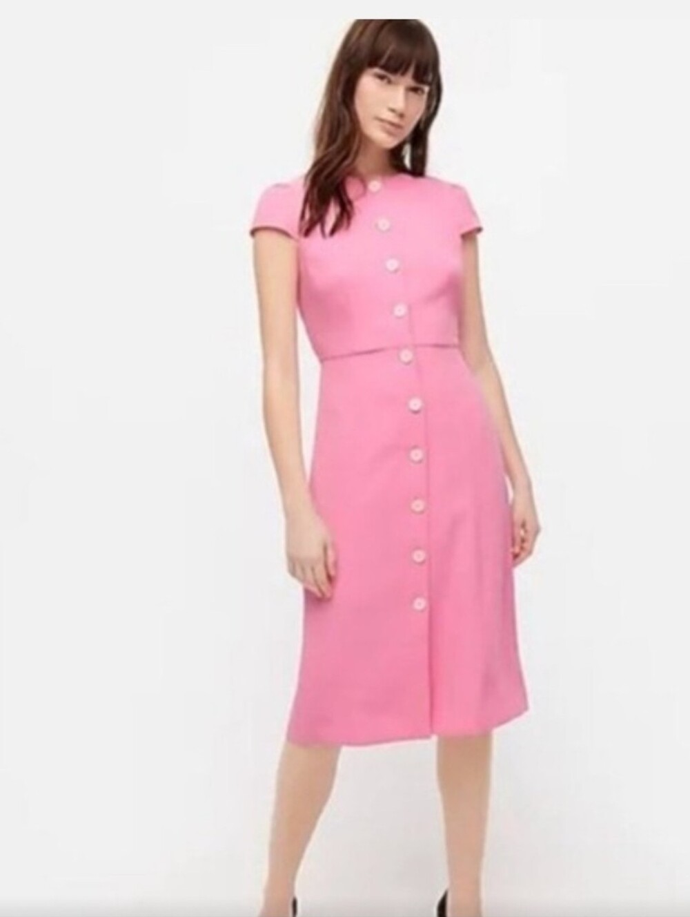 J. Crew Size 16T Pink Short Cap Sleeve Button Knee Dress